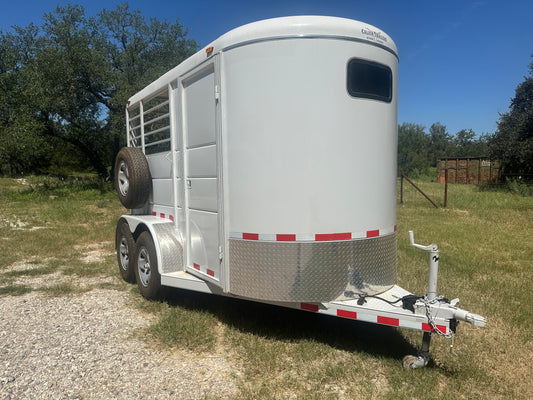 USED 2022 Calico 6x12 White 2 Horse Slant Bumperpull Trailer- 0566