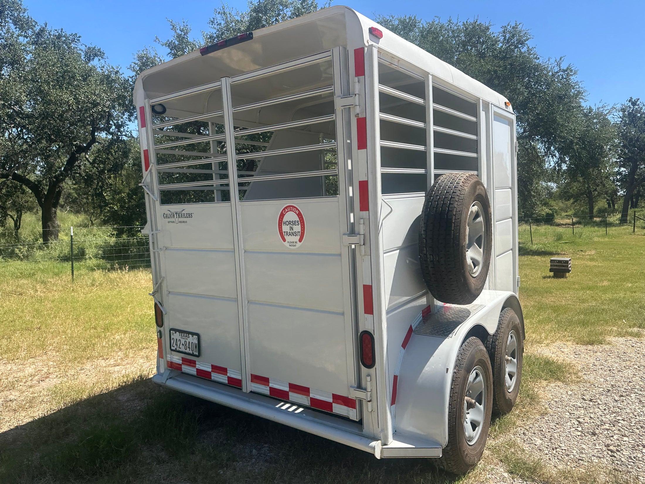 USED 2022 Calico 6x12 White 2 Horse Slant Bumperpull Trailer- 0566