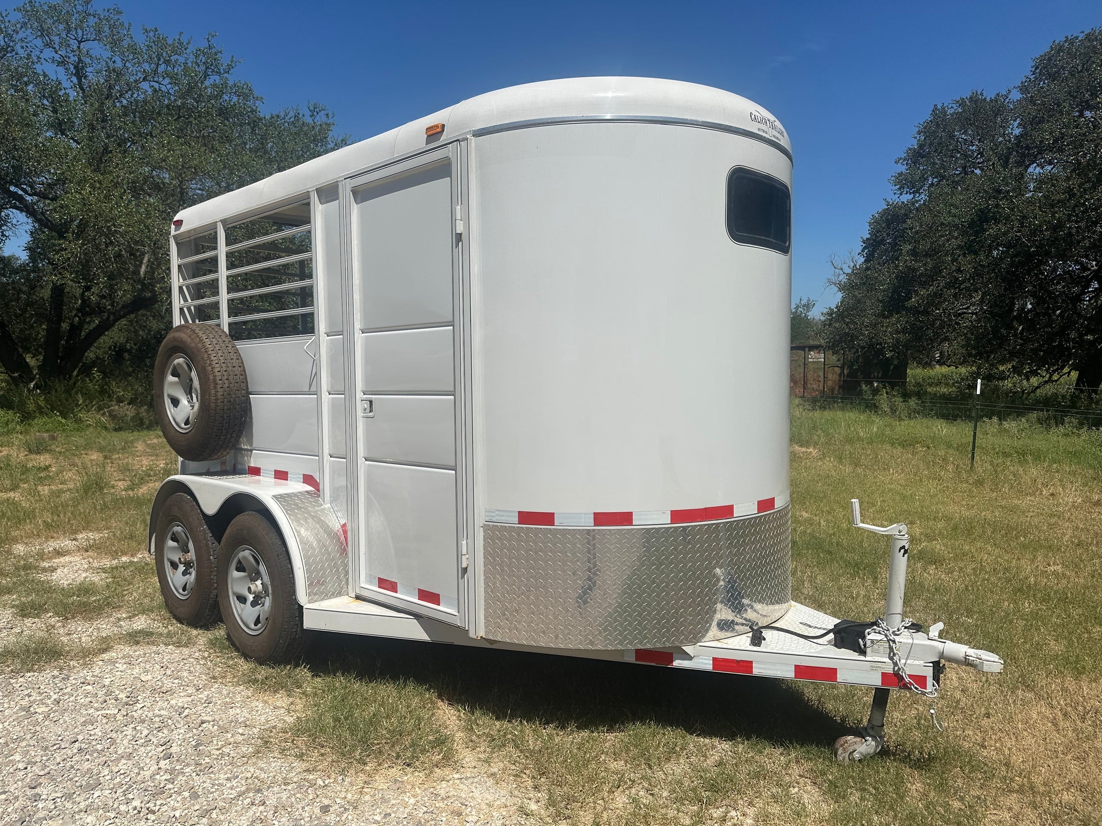 USED 2022 Calico 6x12 White 2 Horse Slant Bumperpull Trailer- 0566