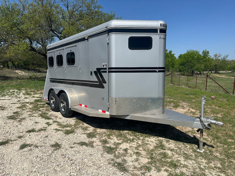 USED 2022 Brut 3 Horse Slant Trailer Grey-1004